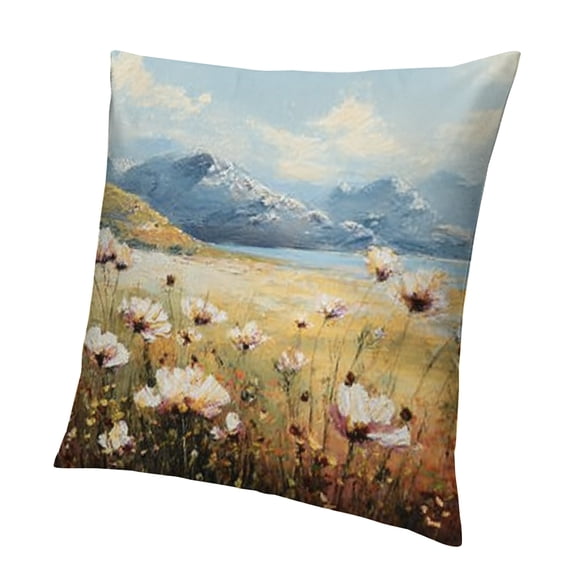 BCIIG Flowers Mountains Pillow Case for Home Decor, Short Plush 12x12in