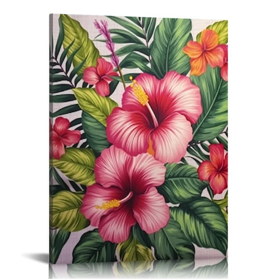 BCIIG Flowers Palm Leaves Fine Art Aesthetic Poster & Print Wall Painting for Living Room Bedroom Home Office Wall Decor 16x20 in