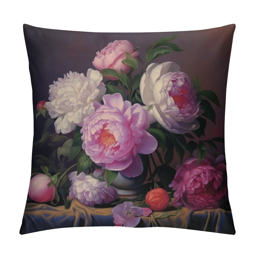 BCIIG Flowers Pink Rose Graphic Decorative Cushion Throw Pillow Cover