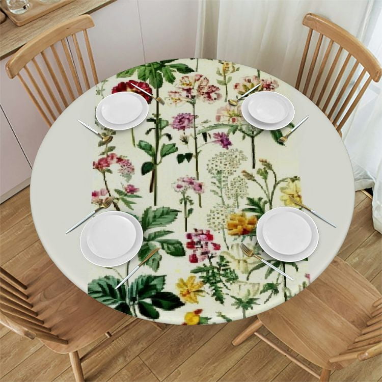 BCIIG Flowers Round Table Cover Stain Resistant Washable Indoor Outdoor