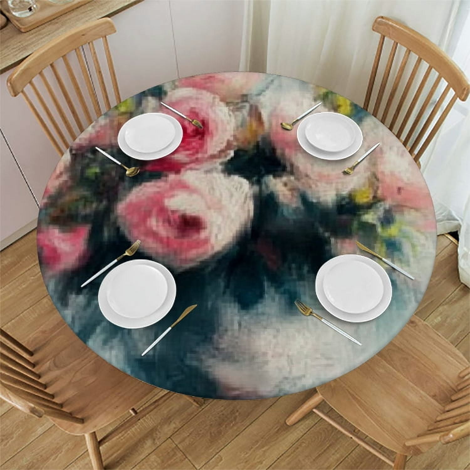 BCIIG Flowers Round Tablecloth | Stain-Resistant & Washable | Ideal for ...