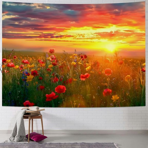 BCIIG Flowers Sun Clouds Tapestry Wall Hanging Unique Style Graphic Tapestries Home Wall Decor Art for Living Room Bedroom Apartment Farmhouse Dorm 50x40inch