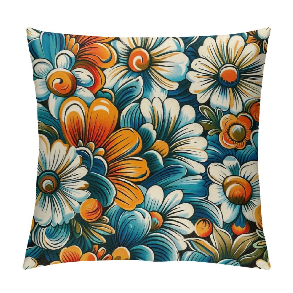 BCIIG Flowers Swirls Graphic Decorative Cushion Throw Pillow Cover for