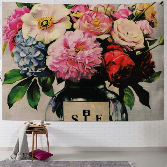 BCIIG Flowers Tapestry Wall Hanging Unique Style Graphic Tapestries Home Wall Decor for Living Room Bedroom Apartment Farmhouse Dorm Plush Velvet Fabric 40x30inch