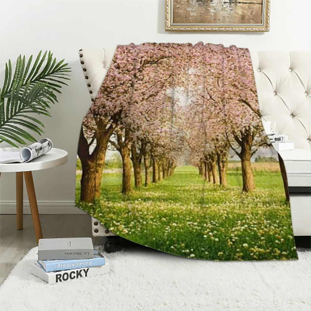 BCIIG Flowers Theme Warm Lightweight Fleece Blanket Soft Flannel Fabric