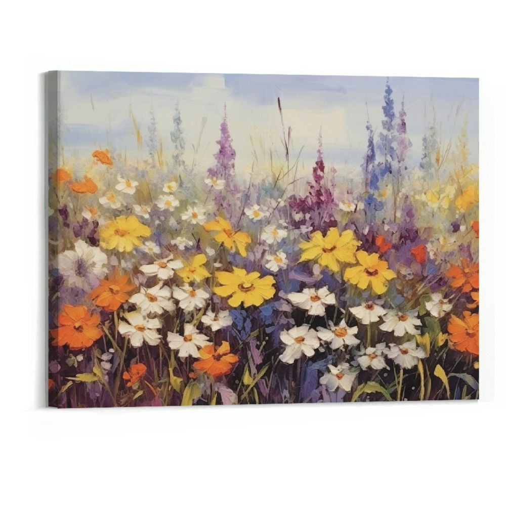 Colorful Wildflowers 3D Textured Canvas Wall Art 20"x16"