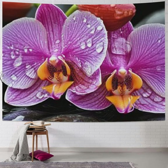 BCIIG Flowers Water Droplets Tapestry Wall Hanging Graphic Tapestries Decor Art Living Room Bedroom 40x30inch
