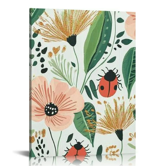 BCIIG Flowery Pattern Ladybug Canvas Art Prints for Home Decor 16x20 in