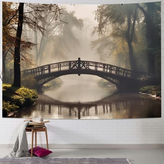 BCIIG Fog Trees Boat Tapestry Wall Hanging Unique Style Graphic Tapestries Home Wall Decor Art for Living Room Bedroom Apartment Farmhouse Dorm 50x40inch