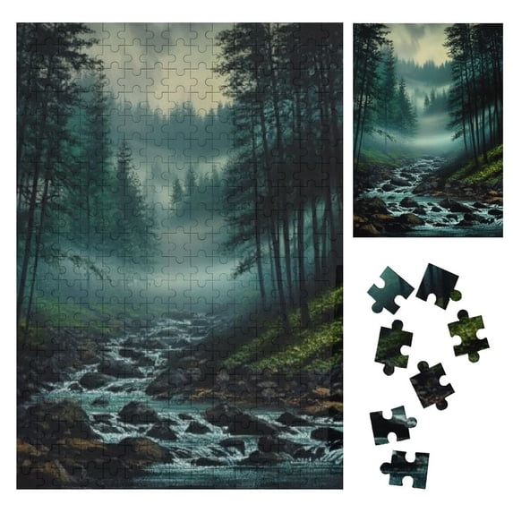BCIIG Fog Wooden Jigsaw Puzzle Vertical Style Eco-Friendly Wood Gift for Family Friends 300PCS