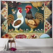 BCIIG Folk Art Chickens Roosters Tapestry Wall Hanging Unique Style for Home Decor - Graphic Tapestries for Living Room Bedroom Farmhouse Dorm 40x30inch