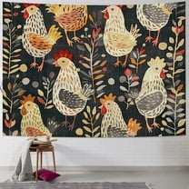 BCIIG Folk Art Chickens Tapestry Wall Hanging Unique Style for Home Decor Living Room Bedroom Farmhouse Dorm 40x30inch
