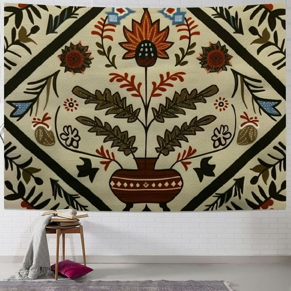 BCIIG Folk Art Tapestry Wall Hanging Unique Style for Home Decor, Vivid Graphic Tapestries for Living Room Bedroom Apartment Farmhouse Dorm, 4 Sizes Available 50x40inch