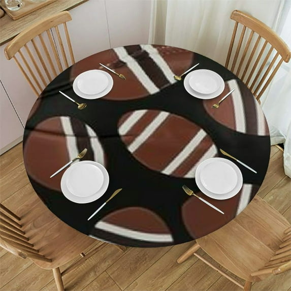 BCIIG Football Round Tablecloth with Stain-Resistant Perfect for Indoor and Outdoor Use, Ideal for Kitchen, Dining, Wedding, Parties - Table Cloth for Home Kitchen/Parties/Holiday Dinner