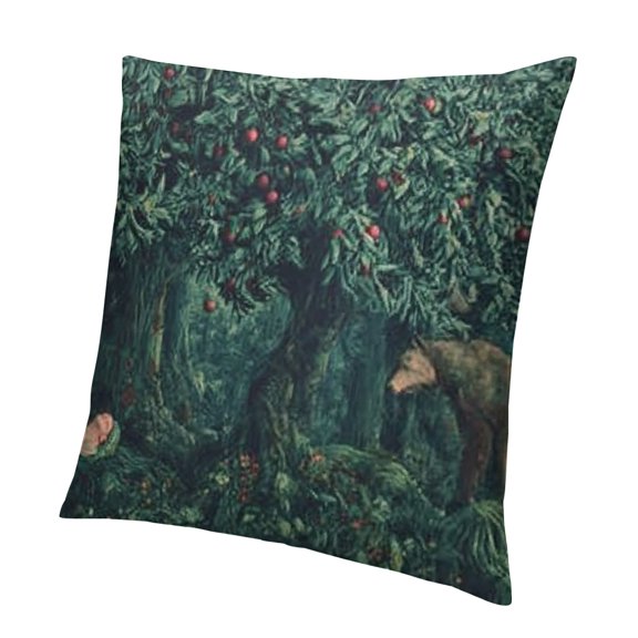 BCIIG Forest Animals Man Printed Pillowcase, Short Plush, 1PC 12x12in