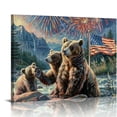 thumbnail image 1 of BCIIG Forest Bear Decor Wall Art - American Bear Wall Decor - Family Pictures - American Flag Canvas Print  Artwork for Bathroom, Bedroom, Living Room  16x12in, 1 of 6