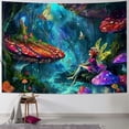 thumbnail image 1 of BCIIG   Forest Mushroom Tapestry for Bedroom Fantasy Butterfly Elf Fairy Wall Hanging UV Reactive Forest Decor Wall Tapestry Aesthetics for Living Room Dorm Office 60x50inch, 1 of 6