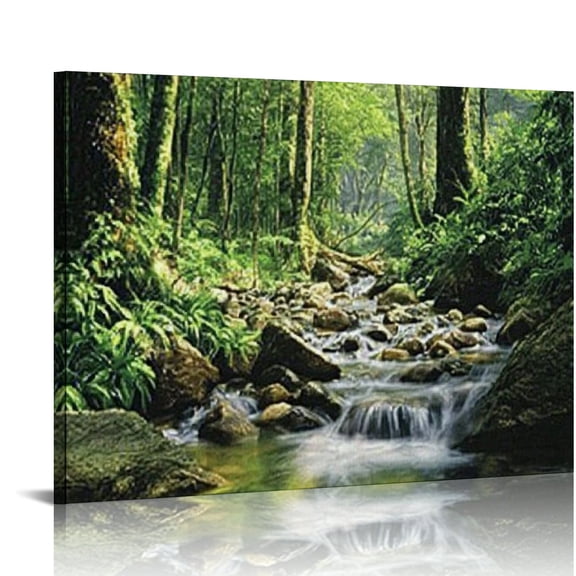 BCIIG Forest Rocks Art Modern Canvas Prints for Living Room Bedroom Office Wall Decor 16x12in