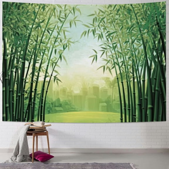 BCIIG Forest Tapestry, Image of Exotic Trees in Rain Forest Far Eastern Wildlife Tropical Nature Inspired, Wide Wall Hanging for Bedroom Living Room Dorm, 60x50inch