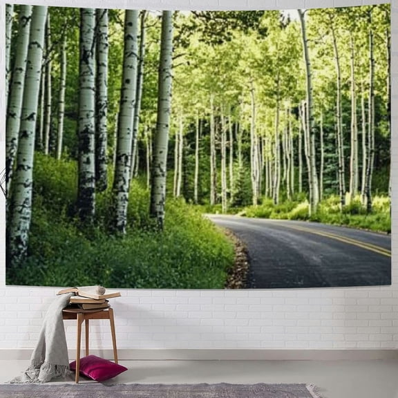 BCIIG Forest Wall Tapestry Nature Tree Trail Path Landscape Wall Hanging, Morning Sunshine Through Green Tree Wall Tapestries for Home Office Indoor and Outdoor Decor, 50x40inch