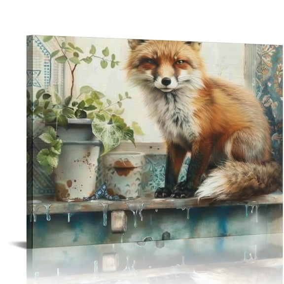 BCIIG Fox Art Modern Canvas Prints for Living Room Bedroom Home Office Wall Decor 16x12in