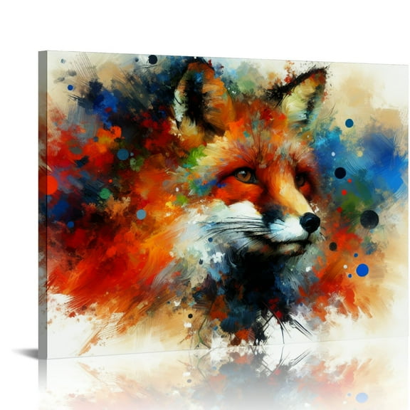 BCIIG Fox Art Print, Animal Painting Wall Art Abstract Artwork, Colorful Wildlife Prints Decor 24" x 16"