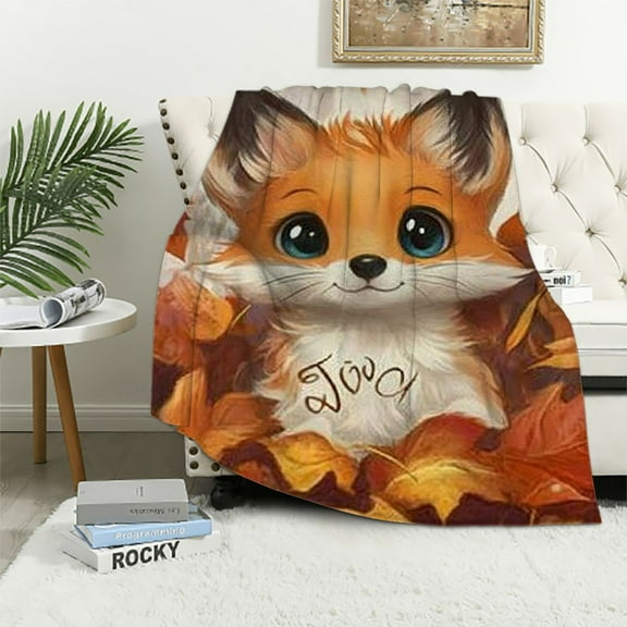 BCIIG Fox Blanket - Fox Theme Gifts for Kids Girls - Fuzzy Plush Animals Throw Blankets - Cute Fox Throws for Fox Lovers   Blanket for Sofa &amp; Couch 40x50in