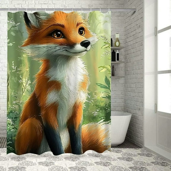 BCIIG Fox, Forest Bathroom Decoration Set with Hooks, Colorful Luxury Graphic Printed Polyester Cloth Fashion Shower Curtain for Home Bathtubs, Water Repellent Fabric Design 69"x72