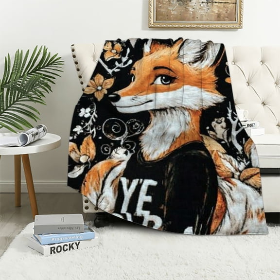 BCIIG Fox Gifts for Girls, Fox Gifts for Women, Fox Themed Gifts, Girl Fox Gifts, Fox Birthday Decorations Gifts for Girls, Best Gift Ideas for Fox Lovers, Just a Girl Who Loves Fox Blanket 50x60in