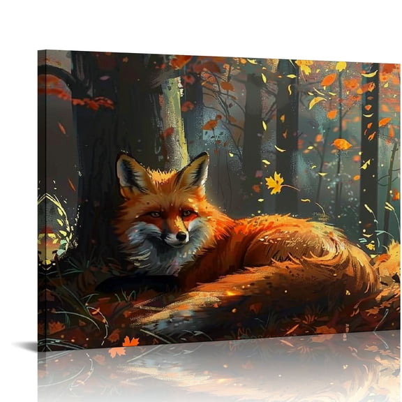 BCIIG Fox Wall Art Farmhouse Forest Fox Pictures Wall Decor Cute Fantasy Fox Animal Canvas Painting Print Artworks Home Decoration for Living Room Bathroom Bedroom Kitchen 16x12in