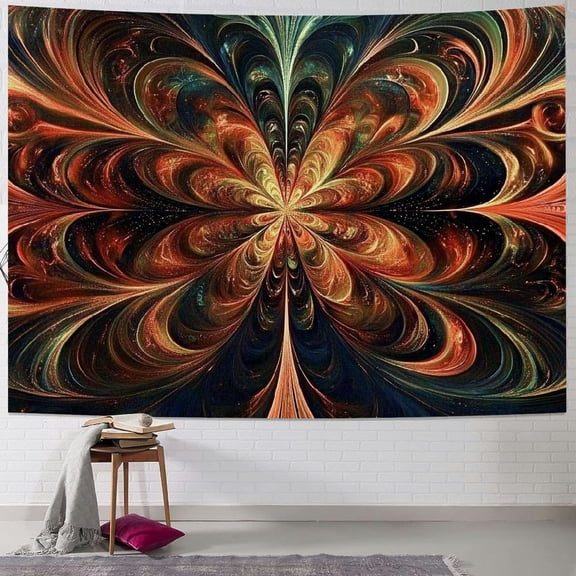 BCIIG Fractal Tapestry, Ornamental Background Middle Age Knight Aged Art Print, Wide Wall Hanging for Bedroom Living Room Dorm 40x60inch