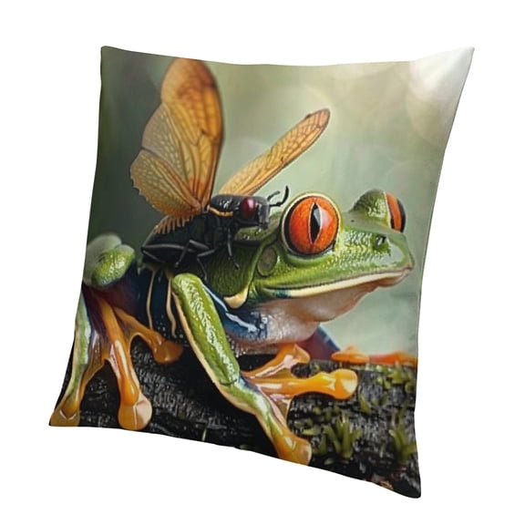 BCIIG Frog Bug Orange Eye Pillow Case Short Plush Home Furnishing 22x22in