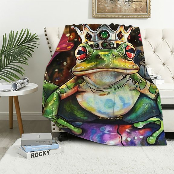 BCIIG Frog Crown Knife Theme Warm Lightweight Soft Fleece Blanket All Seasons Excellent Hand Feel Living Rooms Sofa Decor Cow Gifts Blanket 50x60in