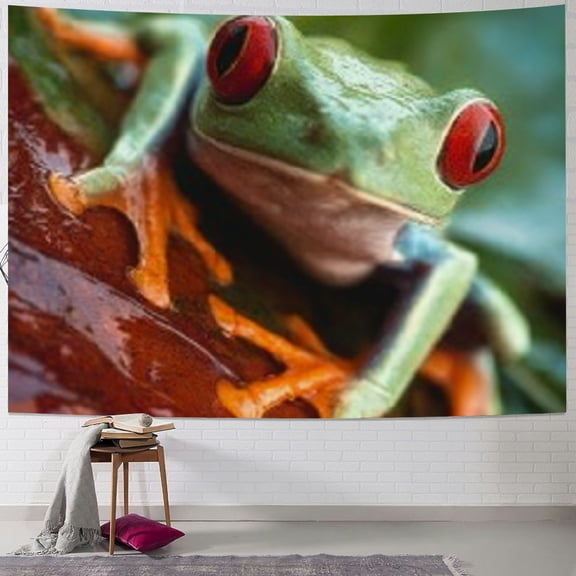 BCIIG Frog Red Eyes Leaf Tapestry Wall Hanging Home Decor Art 40x30inch