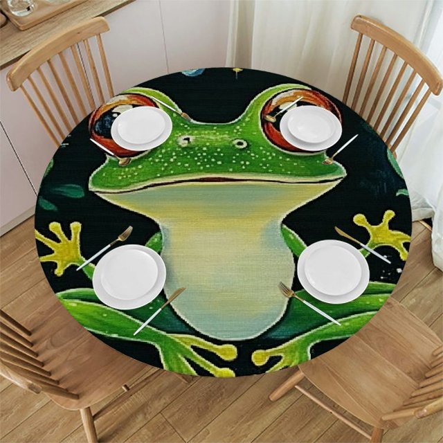 BCIIG Frog Round Table Cover Stain Resistant & Washable Indoor Outdoor
