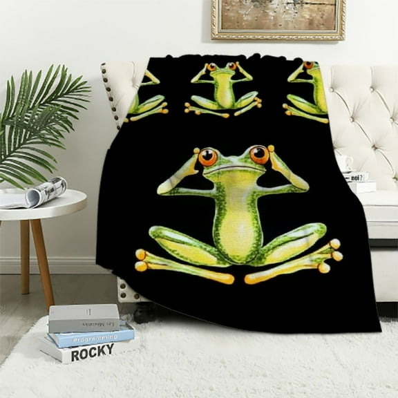 BCIIG   Frog Sherpa Blanket Kids Kawaii Decor Fleece Throw Blanket Tropical Amphibian Plush Blanket Boys Girls for Bed Sofa Couch Room Decor Animal Print GHT Fuzzy Blanket   40x50in