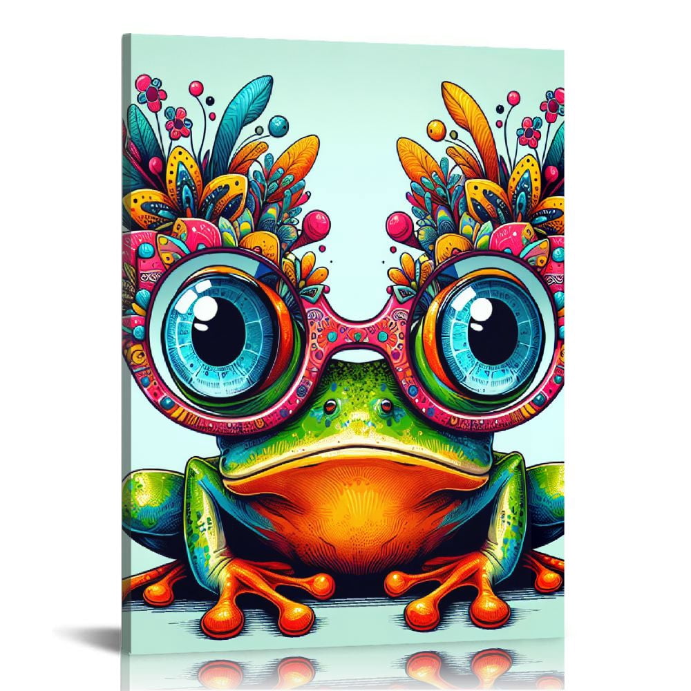 BCIIG Frog Wall Art Colorful Animal Canvas Pictures Happy Frog With Bciig frog wall art colorful animal canvas pictures happy frog with