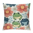 thumbnail image 1 of BCIIG Frogs Flowers Pattern Graphic Decorative Throw Pillow Cover for Home Couch Living Room Bed Sofa - Short Plush Pillow Case 1PC 22x22in, 1 of 5