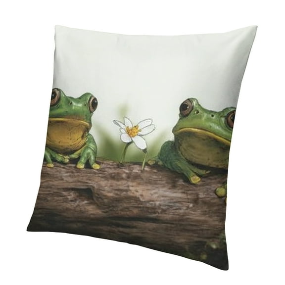 BCIIG Frogs Log Flower Throw Pillow Cover Short Plush Home Decor 24x24in