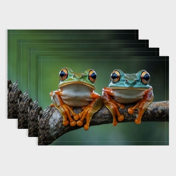 BCIIG  Frogs Table Mats,Funny Rainforest Frogs Placemats Waterproof Washable, Kitchen Table Decoration Placemats Modern Holiday Kitchen Table Decoration 18x12in