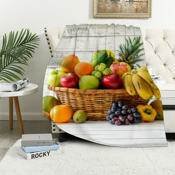 BCIIG Fruit Basket Warm Lightweight Blanket Soft Fleece Blankets Throw Blanket for All Seasons Long-lasting Blanket 60x80in