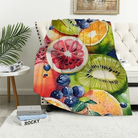 BCIIG Fruit Blanket, Soft Fuzzy Lightweight Flannel Throw Blanket Perfect for Couch, Bed, Travel &amp; Outdoor Use, Warm Fluffy Cozy Decor Blankets for Women Boys Girls  40x50in