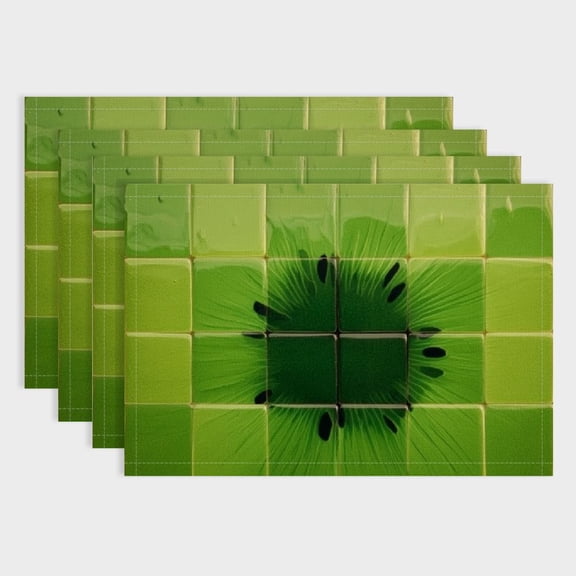 BCIIG Fruit Print Linen-Like Placemats Set of 4,Non-Slip Heat Resistant Place Mats,Washable Table Mats Dining Room Mesa Decoration Accessories Plates mat for Family Dinner Party Kiwi Print 18x12in