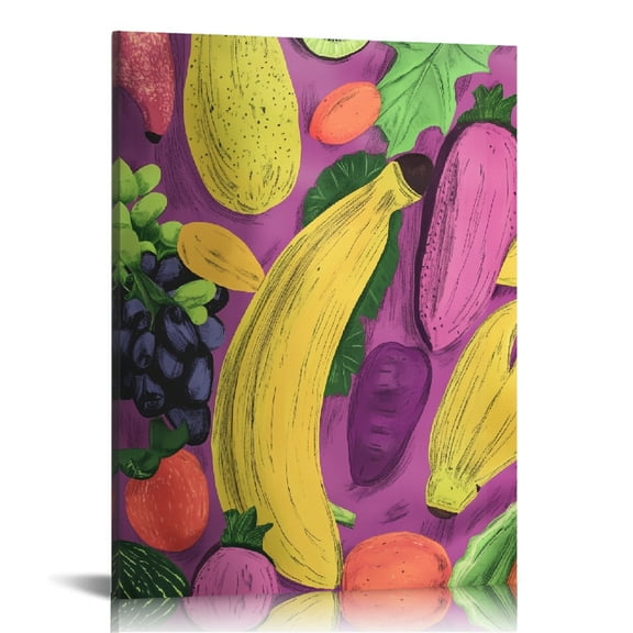 BCIIG Fruit Vegetables Canvas Print Wall Art for Home Decor 12x16 in