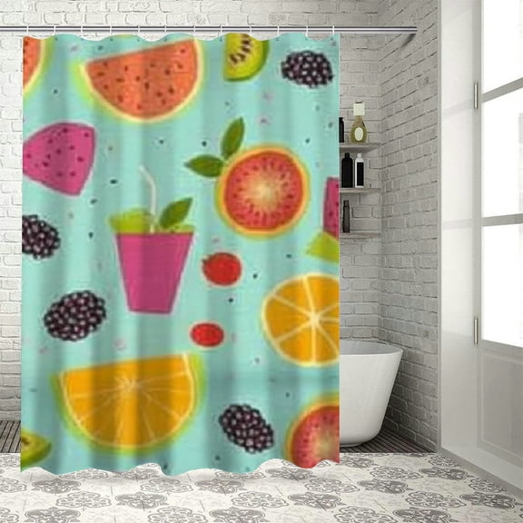 BCIIG Fruits Drinks Shower Curtain 100% Polyester Bathroom Decor 36"x72