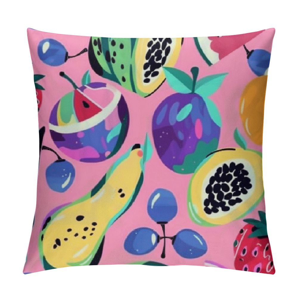 BCIIG Fruits Pattern Graphic Decorative Cushion Throw Pillow Cover for