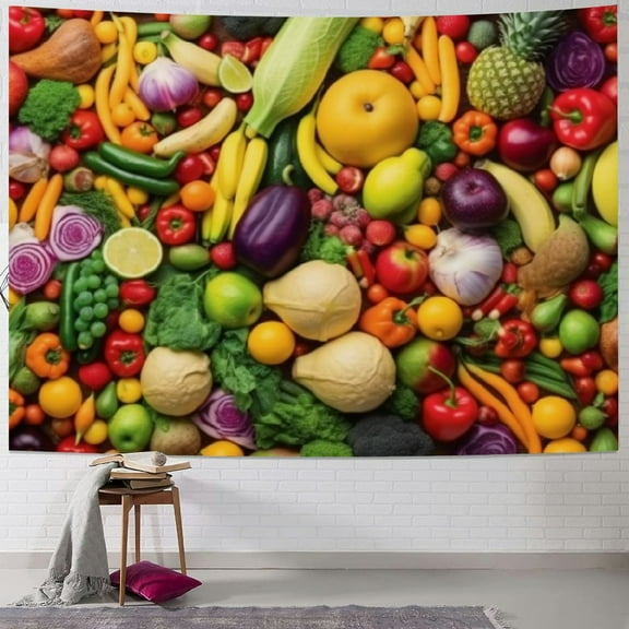 BCIIG Fruits Vegetables Tapestry Wall Hanging Unique Style Graphic Tapestries Home Wall Decor Art for Living Room Bedroom Apartment Farmhouse Dorm 40x30inch