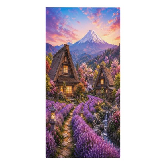BCIIG Fuji Lavender VillageBeach Towel, Sand Free, Quick Dry, Highly Absorbent, Compact Lightweight, Travel Beach Towel, Essential for Swimming Pool Vacation Camping Yoga, Gift for Father'sday Birthd
