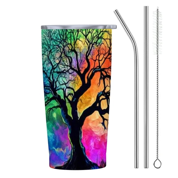 BCIIG Full Moon 20oz Stainless Steel Car Tumbler with Straw, Push-Pull Cup Lid, Gift For Men Women Dad Mom 20oz