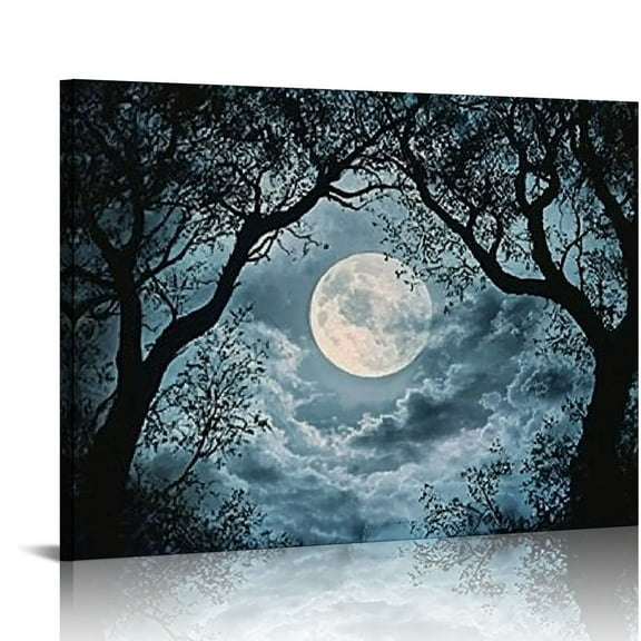 BCIIG Full Moon Trees Gothic Wall Decor Art Print for Living Room Bedroom Office 16x12in